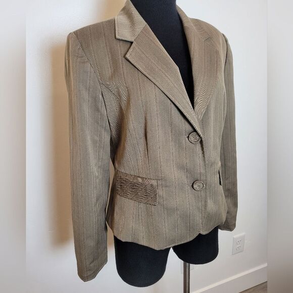 G.H. Bass Blazer Brown Pinstripe Schoolboy Office Y2K 90s Preppy Old Money 4 - Picture 2 of 11